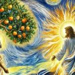 Duas figuras representando Adão e Cristo.